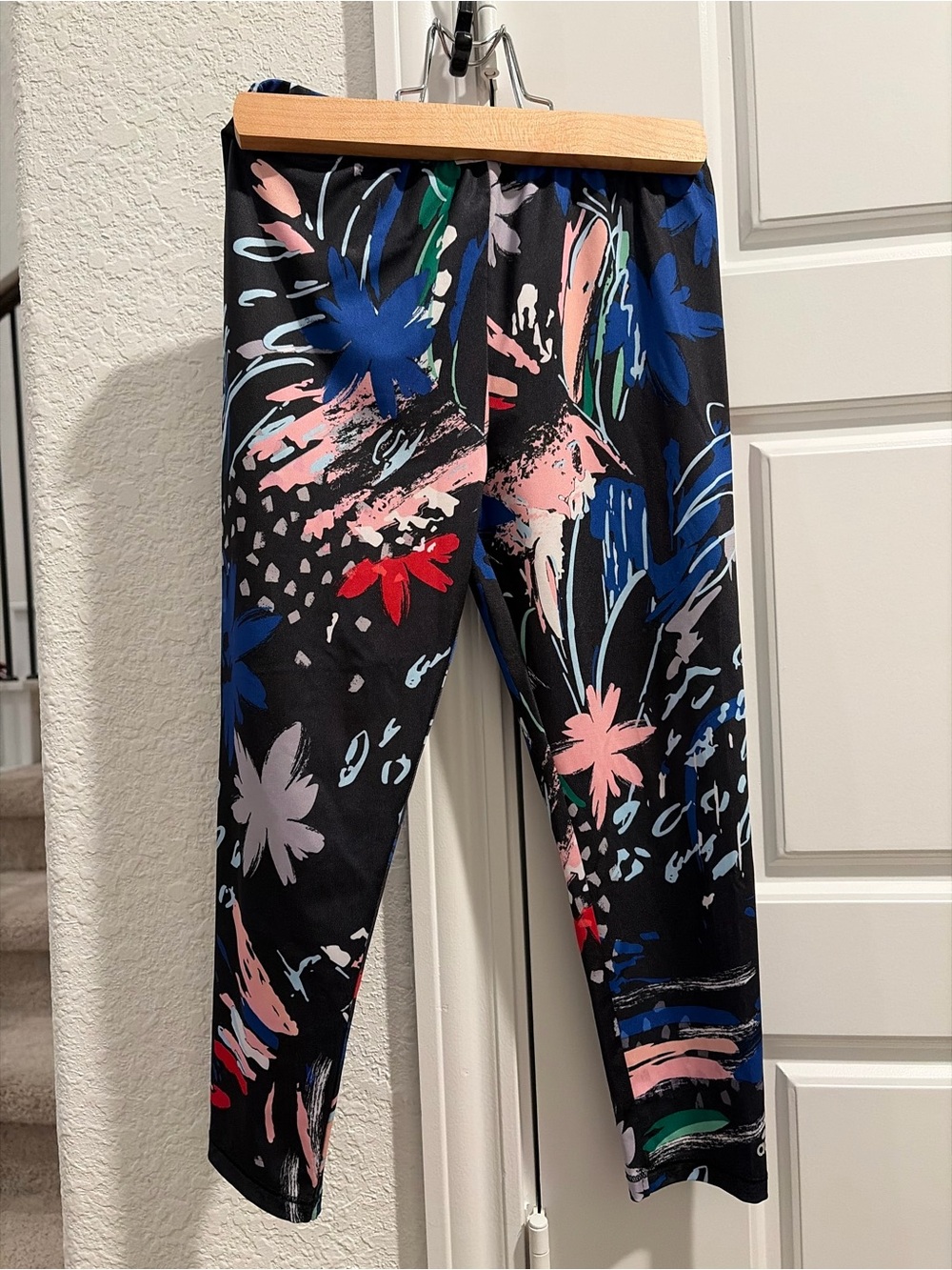 adidas Black Floral Print Girls' Active Leggings - Multicolor